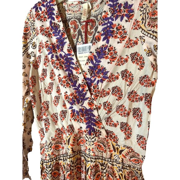 Raga Blooming Trails Floral Paisley Split Front Maxi Dress S V-Neck Boho Anthro - Picture 5 of 8